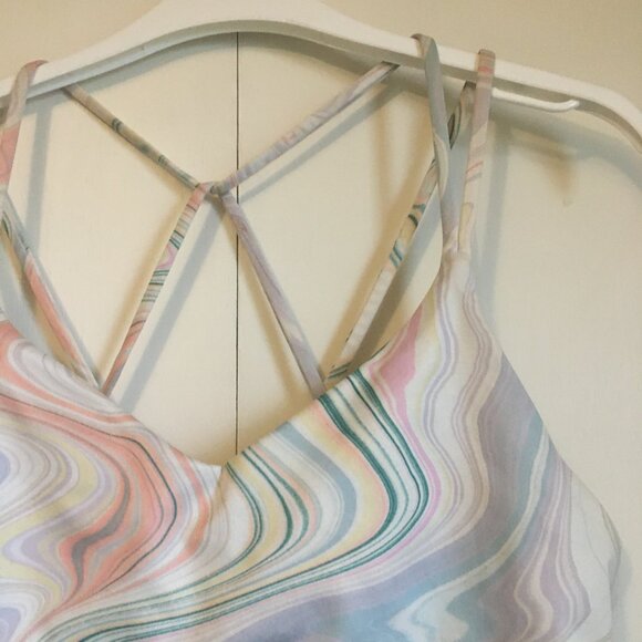 PowerPress Strappu Marble Pastel Cats Cradle Marbleized Sports Bra - Picture 4 of 13